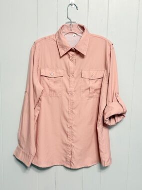 #4) Light Pink Women's Button-Up Utility Shirt